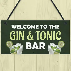 Gin And Tonic Bar Home Bar Man Cave Kitchen Sign Gift For Her Gin Gift