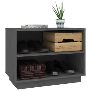 Shoe Cabinet Grey 60x34x45 cm Solid Wood Pine