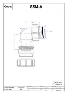 McAlpine S5M-A 1" 95degree Multifit Bend x BSP coupling nut