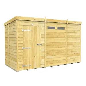 11 x 5 Feet Pent Security Shed - Single Door - Wood - L147 x W329 x H201 cm