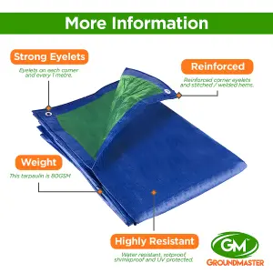 GroundMaster Blue/Green Budget Tarpaulin (3.5m x 5.4m)