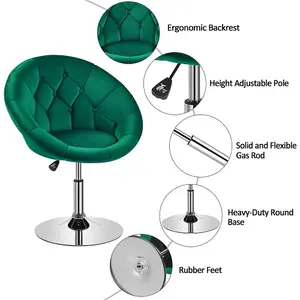 Yaheetech Green Upholstered Height Adjustable Round Swivel Chair