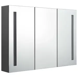 Berkfield LED Bathroom Mirror Cabinet 89x14x62 cm Grey