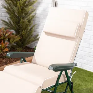 Alfresia Relaxer Garden Chair, Green Frame with Taupe Luxury Cushion