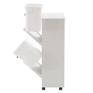 Millwright Solid Wood Manual Lift Recycling Bin - 24L White