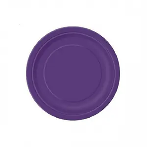 Unique Party Round Dessert Plate (Pack of 8) Purple (One Size)