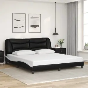 Berkfield Bed Frame with LED without Mattress Black and White 180x200 cm Super King