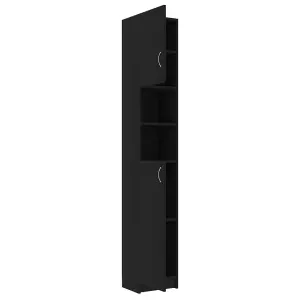 Berkfield Bathroom Cabinet Black 32x25.5x190 cm Engineered Wood