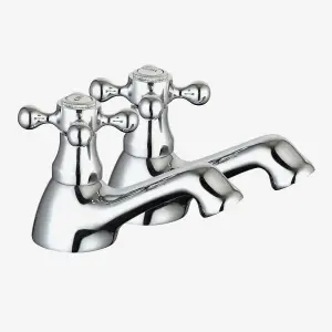 Nes Home Stafford Traditional Classic Bathroom Basin Taps Hot & Cold Pair Victorian