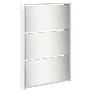 Berkfield Shoe Cabinet with Mirror 5-Layer High Gloss White 63x17x169.5 cm