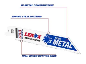 Lenox MetalWolf Wave Edge Reciprocating Saw Blade 152x 19 x 0.9mm 14 TPI Pack 25