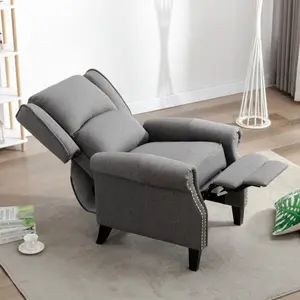 Charlotte Modern Fabric Pushback Recliner Armchair Sofa Accent Chair Reclining (Grey)