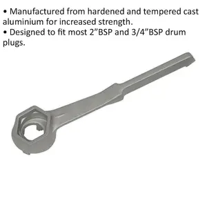 Aluminium Drum Wrench - Hardened & Tempered - Fits 2" BSP & 3/4" BSP Drum Plugs