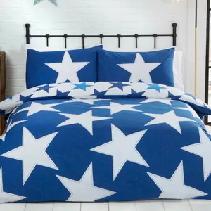 Sally Polyester Geometric Shapes Duvet Cover with Pillowcases Navy / Double - 2 Standard Pillowcases