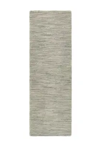 Silver Wool Modern Striped Handmade Easy to Clean Rug for Living Room and Bedroom-80cm X 150cm