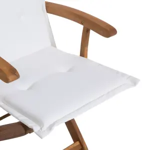 Set of 2 Garden Chairs with Cushions MAUI Acacia Wood Off-White