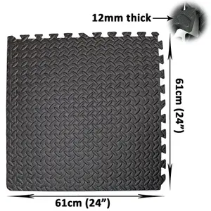 EVA Interlocking Gym Mats in Dark Grey Soft Foam Flooring Play Exercise Garage Floor Tiles