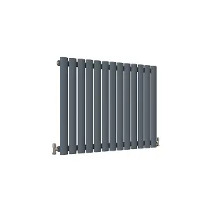 Horizontal Anthracite Single Oval Panel Radiator (H)600mm x (W)767mm, 2698 BTU.