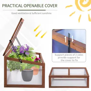 Outsunny Square Wooden Outdoor Greenhouse for Plants PC Board 100 x 65 x 40cm