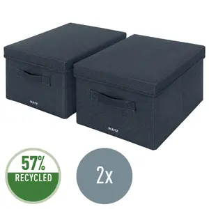 Leitz Velvet Grey 2-Pack Fabric Storage Box with Lid Medium