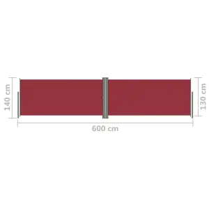 Berkfield Retractable Side Awning Red 140x600 cm