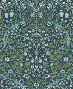 Victorian Garden Floral Screen Printed Peel and Stick Wallpaper