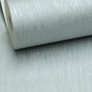 Plain Metallic Silver Grey Shimmer Textured Thick Free Match Vinyl Wallpaper