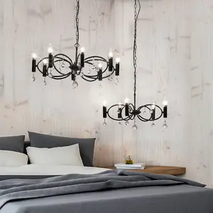 Lighting Collection Santos Matt Black 8Lt Pendant