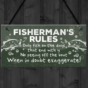 Red Ocean Funny Fishing Gifts For Men Hanging Plaque Fisherman Sign Gift For Dad Grandad Son Brother