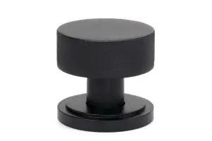 From The Anvil Matt Black Brompton Mortice/Rim Knob Set (Art Deco)