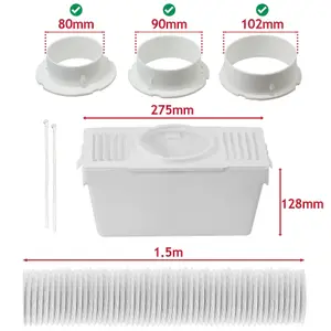 SPARES2GO Tumble Dryer Vent Kit Universal 1.5m Venting Duct Hose + Adaptors Condenser Set