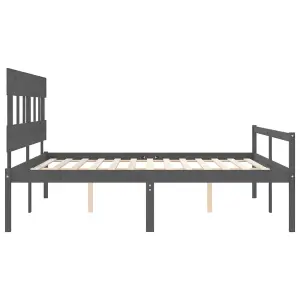 Berkfield Bed Frame with Headboard Grey 200x200 cm Solid Wood