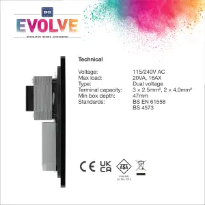 BG Evolve Black Chrome Dual Voltage Shaver Socket 115/240V