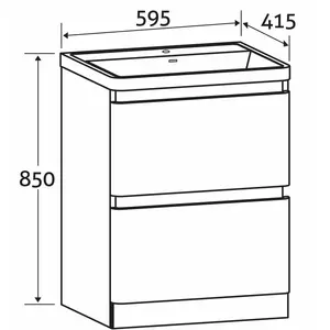 Bridge 595mm Single Bathroom Vanity with Integrated Glass Basin White / White