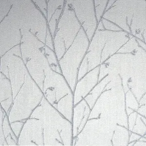 GoodHome Obetia Grey Silver effect Tree Smooth Wallpaper Sample