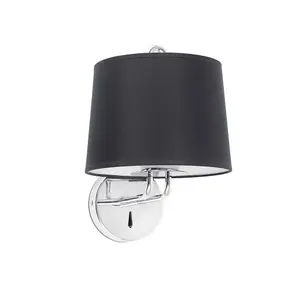 Luminosa Montreal Chrome, Black Shade Wall Lamp