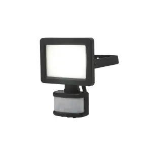 GoodHome Lucan AFD1017-IB Black Mains-powered Cool white Outdoor LED PIR Floodlight 1000lm