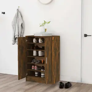 Berkfield Shoe Cabinet Smoked Oak 60x35x92 cm Engineered Wood