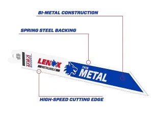 Lenox MetalWolf Wave Edge Reciprocating Saw Blade 203 x 19 x 0.9mm 24 TPI Pack 5