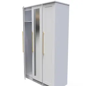 Helmsley Tall Triple Mirror Wardrobe in White Ash (Ready Assembled)