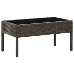 Berkfield Garden Table Brown 75x40x37 cm Poly Rattan