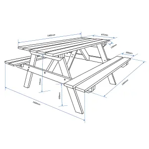 Hutton Garden British Made Wooden Picnic Table FCS Certified