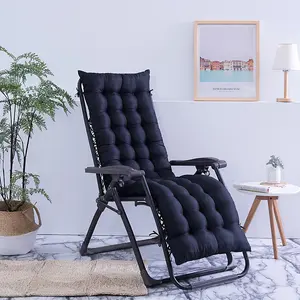 Black Sun Lounger Cushion Pad for Garden Recliner Chair