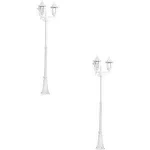 2 PACK IP44 Outdoor Bollard Light White Aluminium Lantern 3 Arm 60W E27 Post