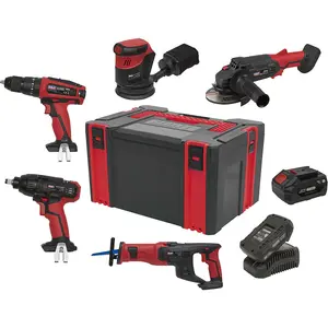 Complete 9 Piece 20V Cordless Power Tool Kit with Batteries and Toolbox