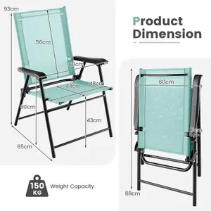 Costway Set of 4 Patio Folding Dining Chairs Outdoor Portable Sling Back Chairs