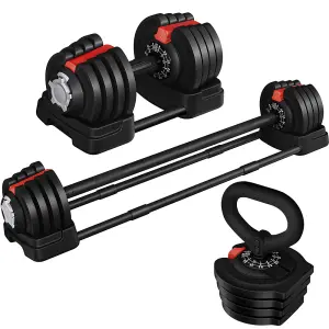 Yaheetech 3-in-1 18KG Quick-Adjust Dumbbell Weight Set with Anti Slip Handle