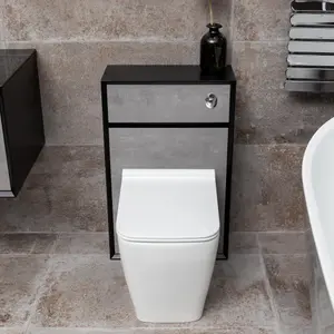 Declan Black & Concrete Back to Wall Toilet WC Unit (W)500mm (H)790mm