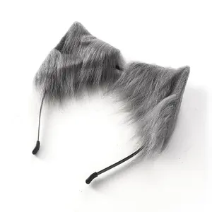 Halloween Cosplay Grey Faux Fox Tail and Ear Headband Set