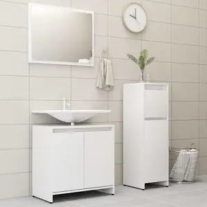 Berkfield 3 Piece Bathroom Furniture Set White Engineered Wood